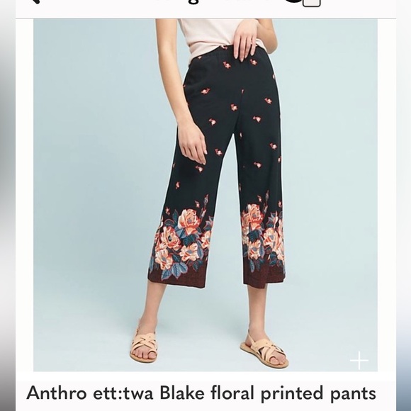 Anthro ett:twa Blake floral printed capri cropped pants Med - Picture 1 of 12
